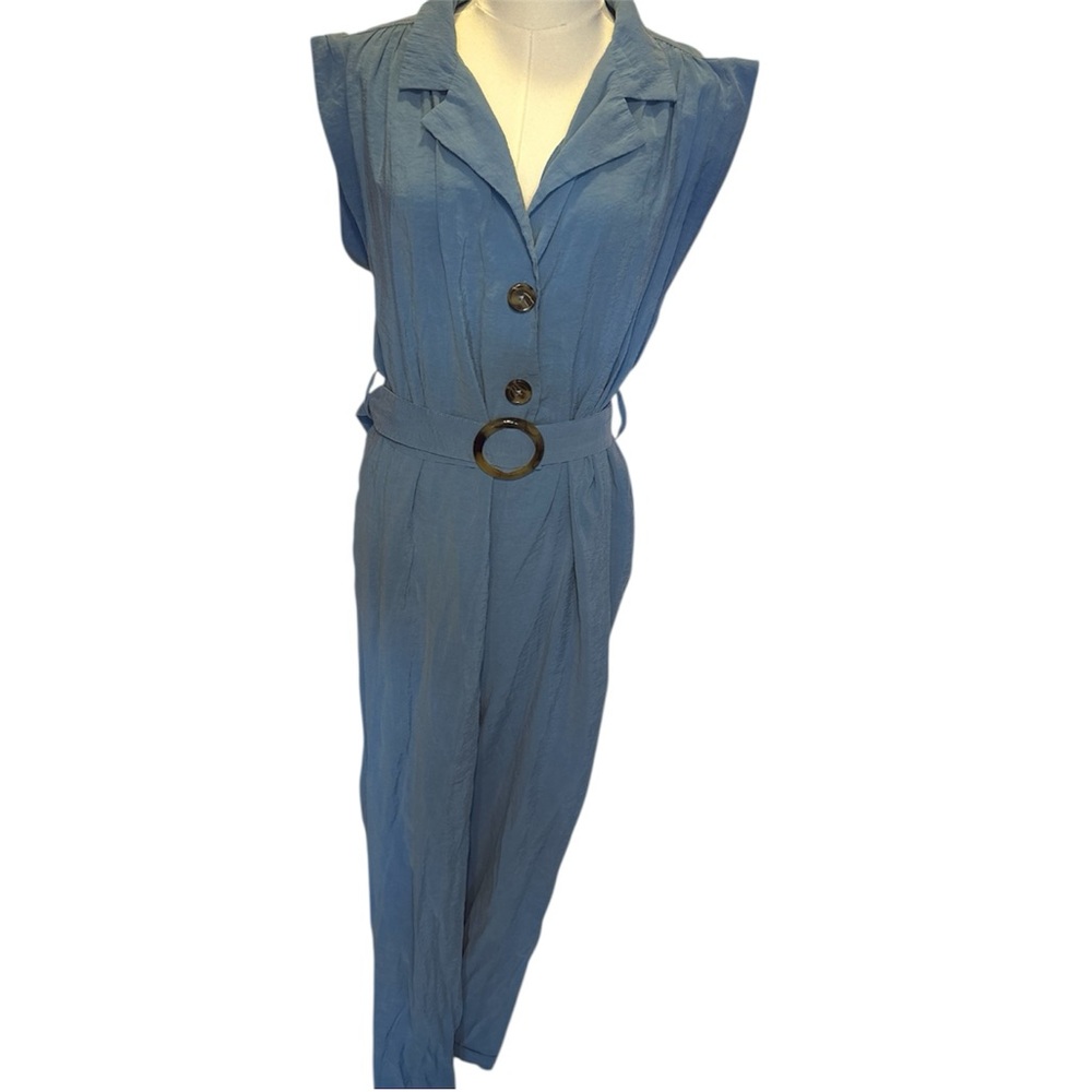 Zara Blue Pant Jumpsuit with Tortoise Details